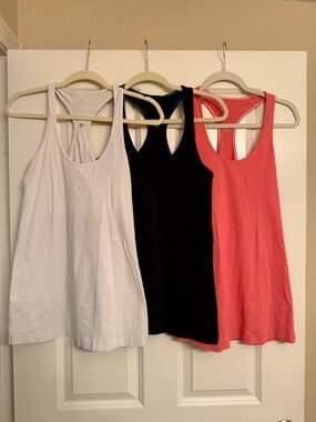 Lululemon Racerback Tank Bundle (3) - Black, White, and Electric Coral
